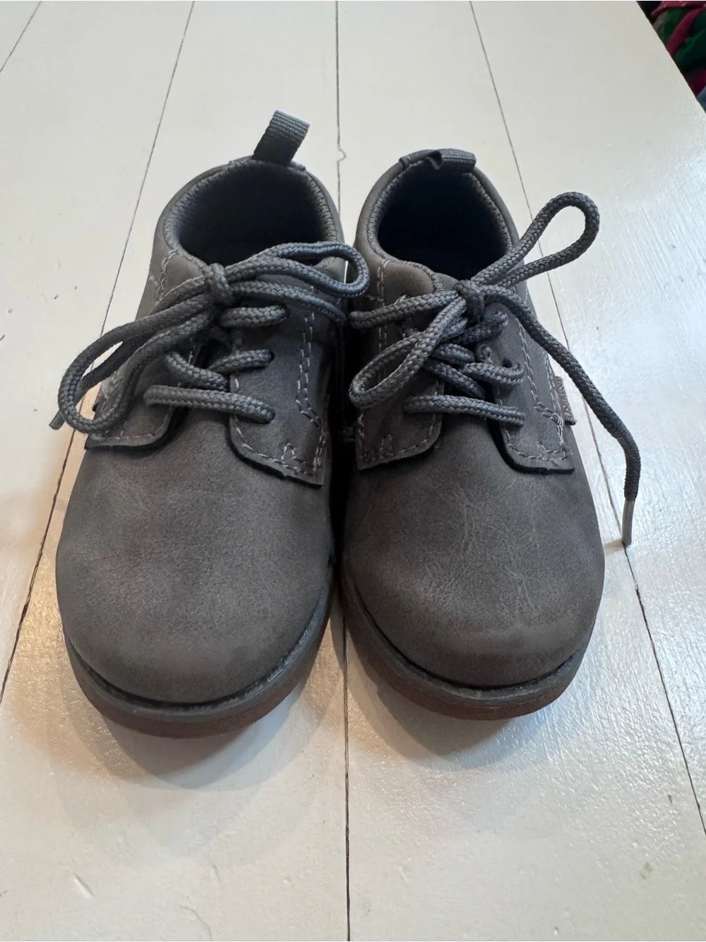 Kids Gray Lace-Up Dress Shoes